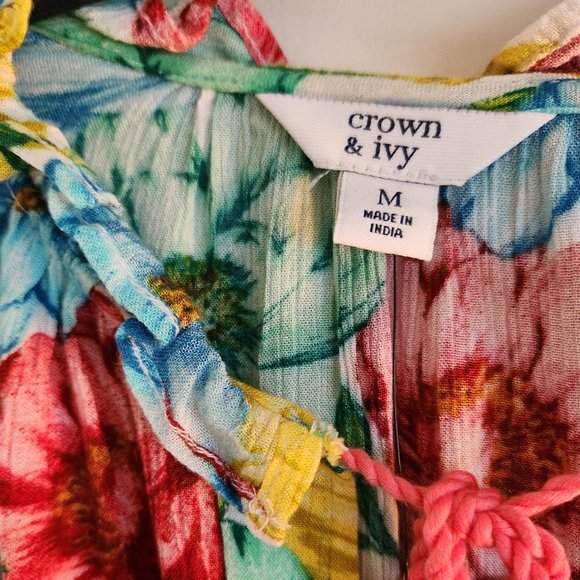 Crown& Ivy Gauze long sleeve multi color floral - Picture 4 of 4